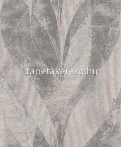 Rasch Concrete vlies, vinyl anyagú szürke, ezüst színű hullámos, vonalas, leveles modern, industrial tapéta