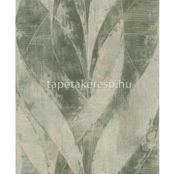   Rasch Concrete vlies, vinyl anyagú zöld, barna színű hullámos, vonalas, leveles modern, industrial tapéta