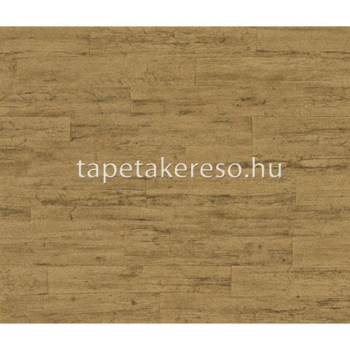 Rasch Curiosity vlies, vinyl anyagú arany színű repedezett, famintás modern, natural tapéta