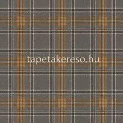   Rasch Curiosity vlies, vinyl anyagú szürke, mustársárga színű kockás modern, natural tapéta