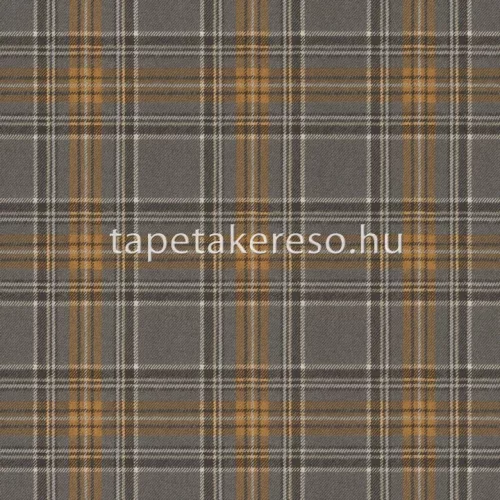 Rasch Curiosity vlies, vinyl anyagú szürke, mustársárga színű kockás modern, natural tapéta
