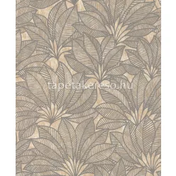   Rasch Deco Style vlies, habos anyagú szürke, barna színű leveles modern tapéta