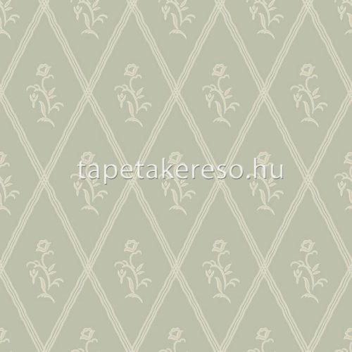 Boras Swedish Grace vlies anyagú zöld, törtfehér színű geometriai, virágos, absztrakt romantikus tapéta