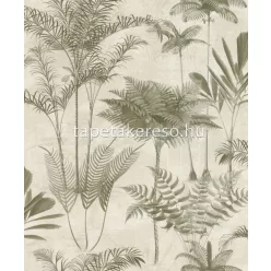   Rasch Lirico vlies, vinyl anyagú beige, zöld színű fás, leveles modern tapéta
