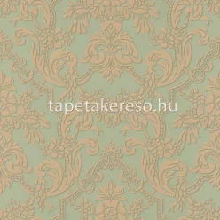   Rasch Trianon XIII vlies, vinyl anyagú zöld, arany színű barokk, textilhatású klasszikus tapéta