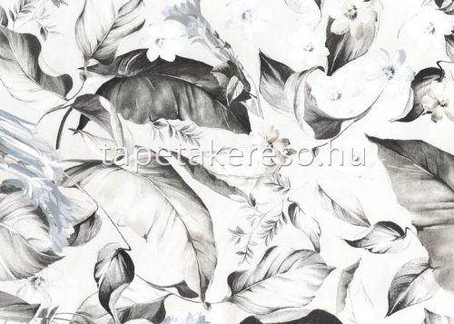 Jannelli&Volpi 503 Botanical vlies anyagú fehér, fekete, szürke, gyöngyház színű virágos, leveles modern tapéta
