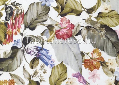 Jannelli&Volpi 503 Botanical vlies anyagú fehér, zöld, kék, piros színű állatos, növényes modern tapéta