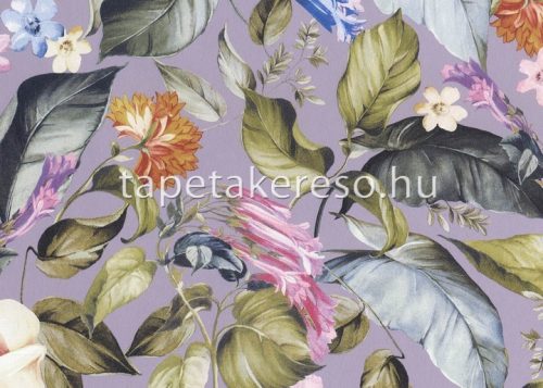 Jannelli&Volpi 503 Botanical vlies anyagú lila, zöld, kék, piros, sárga színű állatos, növényes modern tapéta