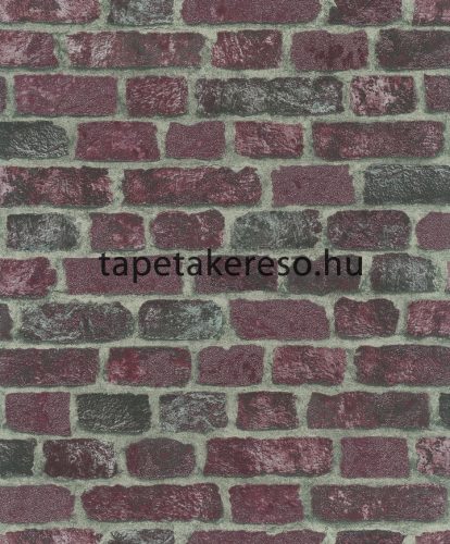 Marburg Sand and Stones vlies, vinyl anyagú bordó színű 3d, téglamintás indusztriális tapéta