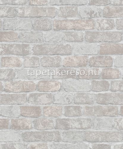 Marburg Sand and Stones vlies, vinyl anyagú szürke, barna színű 3d, téglamintás, szemcsés indusztriális tapéta