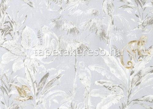 Jannelli&Volpi 503 Botanical vlies anyagú szürke, fehér, sárga színű állatos, növényes modern tapéta