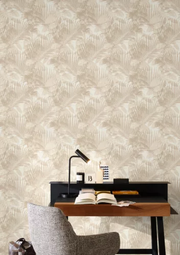 Rasch Schöner Wohnen Cosy Living vinyl, vlies anyagú fehér, barna színű leveles Modern tapéta