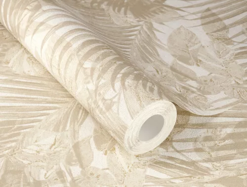 Rasch Schöner Wohnen Cosy Living vinyl, vlies anyagú fehér, barna színű leveles Modern tapéta