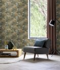 Rasch Schöner Wohnen Cosy Living vinyl, vlies anyagú zöld, barna színű leveles Modern tapéta