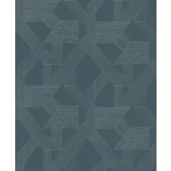   Rasch Schöner Wohnen Cosy Living vinyl, vlies anyagú kék, ezüst színű geometriai Modern tapéta