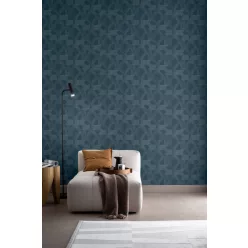   Rasch Schöner Wohnen Cosy Living vinyl, vlies anyagú kék, ezüst színű geometriai Modern tapéta