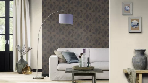 Rasch Schöner Wohnen Cosy Living vinyl, vlies anyagú fekete, barna színű geometriai Modern tapéta