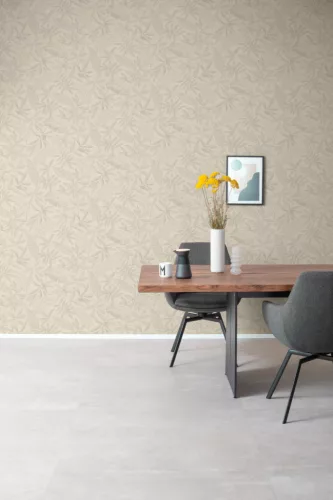 Rasch Schöner Wohnen Cosy Living vinyl, vlies anyagú beige, zöld színű leveles Modern tapéta