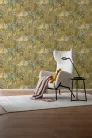 Rasch Schöner Wohnen Cosy Living vinyl, vlies anyagú zöld, barna, mustársárga színű leveles Modern tapéta