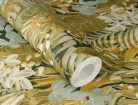 Rasch Schöner Wohnen Cosy Living vinyl, vlies anyagú zöld, barna, mustársárga színű leveles Modern tapéta