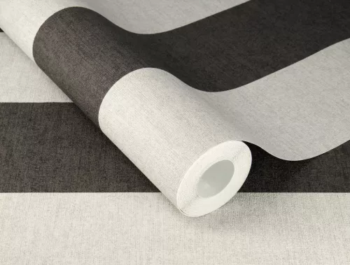Rasch Schöner Wohnen Cosy Living vinyl, vlies anyagú szürke, fekete színű csíkos Modern tapéta