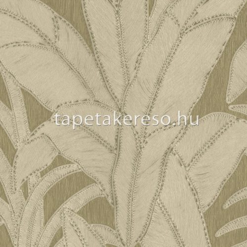 Arte Manila papír, vinyl anyagú keki, krém színű leveles, textilhatású natural tapéta