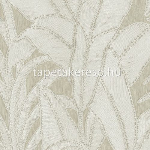 Arte Manila papír, vinyl anyagú törtfehér, beige színű leveles, textilhatású natural tapéta