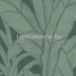   Arte Manila papír, vinyl anyagú zöld, türkiz színű leveles, textilhatású natural tapéta