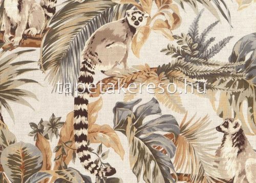 Jannelli & Volpi 181 Lemuria papír, vinyl anyagú beige, zöld, barna, szürke színű növényes, állatos, textilhatású modern, natural tapéta