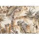 Jannelli & Volpi 181 Lemuria papír, vinyl anyagú beige, zöld, barna, szürke színű növényes, állatos, textilhatású modern, natural tapéta