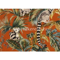   Jannelli & Volpi 181 Lemuria papír, vinyl anyagú narancssárga, kék, zöld, fekete, fehér, beige, barna színű növényes, állatos, textilhatású modern, natural tapéta