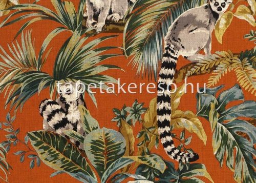 Jannelli & Volpi 181 Lemuria papír, vinyl anyagú narancssárga, kék, zöld, fekete, fehér, beige, barna színű növényes, állatos, textilhatású modern, natural tapéta