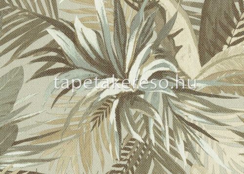 Jannelli & Volpi 181 Lemuria papír, vinyl anyagú keki, beige, türkiz, törtfehér színű leveles, szövethatású modern, natural tapéta