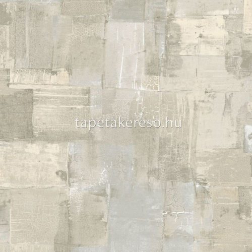 Hohenberger Divino vlies anyagú homok, beige, szürke, gyöngyház színű kockás, repedezett, foltos modern tapéta