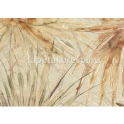  Jannelli & Volpi 181 Lemuria papír, vinyl anyagú beige, rozsdabarna, zöld színű leveles, szövethatású modern, natural tapéta