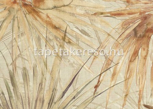 Jannelli & Volpi 181 Lemuria papír, vinyl anyagú beige, rozsdabarna, zöld színű leveles, szövethatású modern, natural tapéta