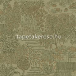   Holden Khalili vlies anyagú zöld, arany színű fás, növényes modern tapéta