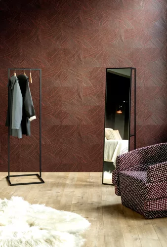 Arte Cameo vlies anyagú bordó, barna színű hullámos, geometriai modern tapéta