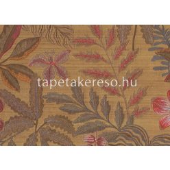   Jannelli & Volpi 602 Jaipur vlies, vinyl anyagú barna, kék, szürke, rózsaszín színű leveles, virágos, textilhatású klasszikus tapéta