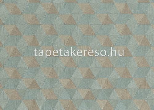 Jannelli & Volpi 602 Jaipur vlies, vinyl anyagú türkiz, barna színű struktúrált, geometriai klasszikus tapéta
