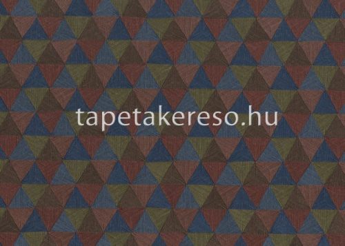 Jannelli & Volpi 602 Jaipur vlies, vinyl anyagú kék, zöld, mályva színű struktúrált, geometriai klasszikus tapéta