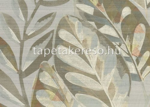 Jannelli & Volpi 602 Jaipur vlies, vinyl anyagú beige, kék, barna, keki színű fás, virágos, növényes, textilhatású klasszikus poszter
