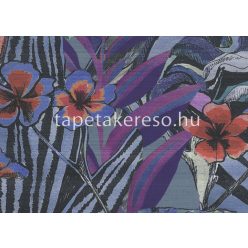   Jannelli & Volpi 602 Jaipur vlies, vinyl anyagú kék, piros, zöld, lila, fekete, narancssárga, törtfehér színű fás, virágos, növényes, textilhatású klasszikus poszter