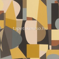   Rasch Tropical House vlies, vinyl anyagú fekete, sárga, szürke, barna, beige, mustársárga színű geometriai, textilhatású modern tapéta