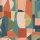 Rasch Tropical House vlies, vinyl anyagú kék, zöld, narancssárga, barack, beige, terrakotta színű geometriai, textilhatású modern tapéta