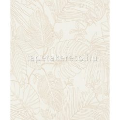   Rasch Color Your Life vlies, habos anyagú fehér, beige színű leveles modern tapéta