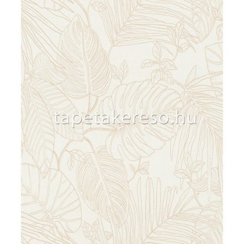 Rasch Color Your Life vlies, habos anyagú fehér, beige színű leveles modern tapéta
