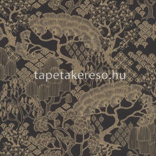 Rasch Rhapsody vlies, vinyl anyagú fekete, arany színű fás modern, natural tapéta