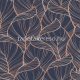 Rasch Rhapsody vlies, vinyl anyagú kék, rosegold színű leveles modern, natural tapéta