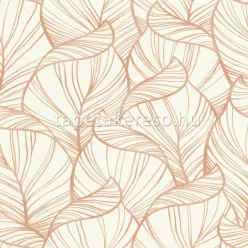   Rasch Rhapsody vlies, vinyl anyagú fehér, rosegold színű leveles modern, natural tapéta
